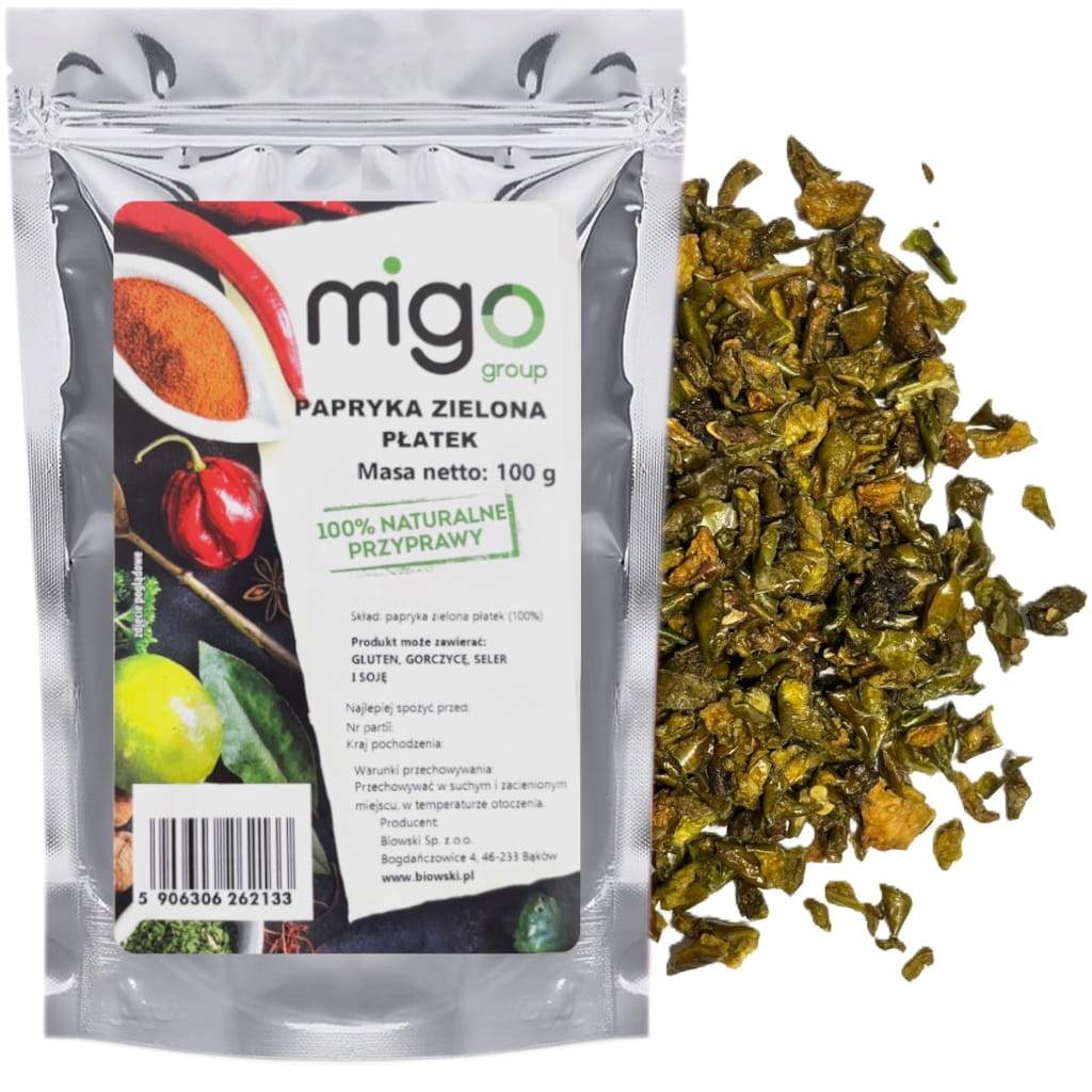 Papryka zielona płatek 100g - MIGOgroup