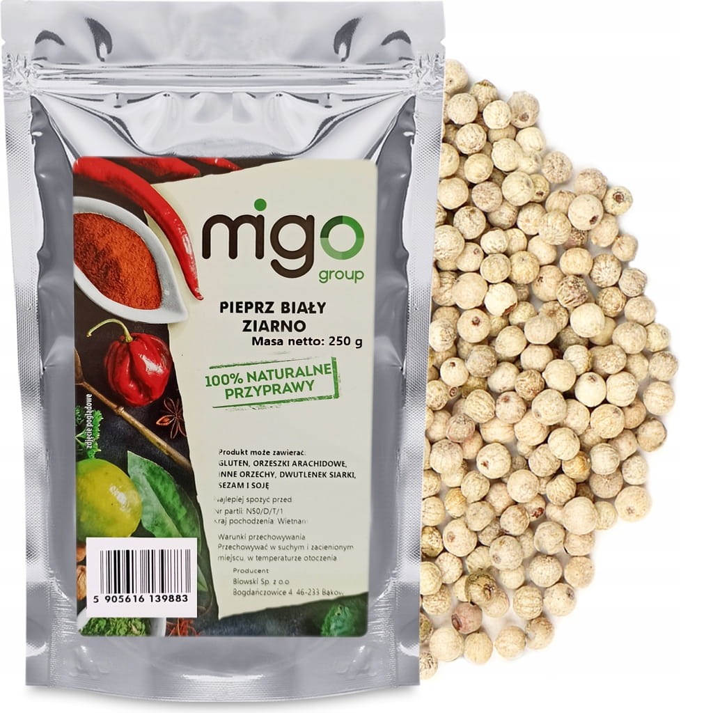 Pieprz biały ziarno 250g - MIGOgroup
