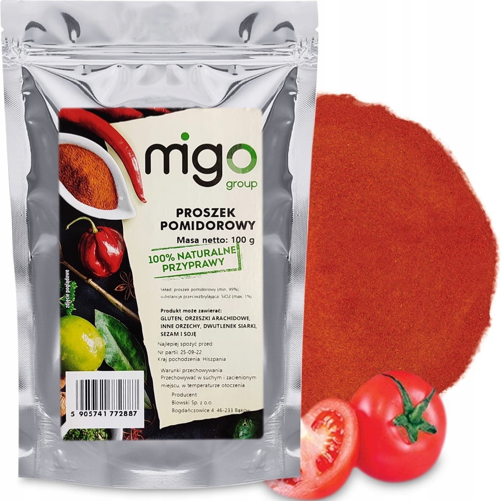 Proszek pomidorowy, pomidory mielone 100g - MIGOgroup