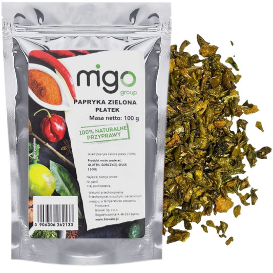 Papryka zielona płatek 100g - MIGOgroup
