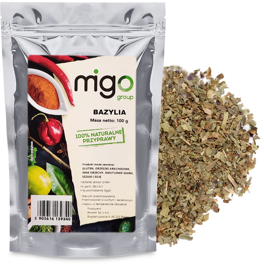 Bazylia suszona, liść 100g- MIGOgroup