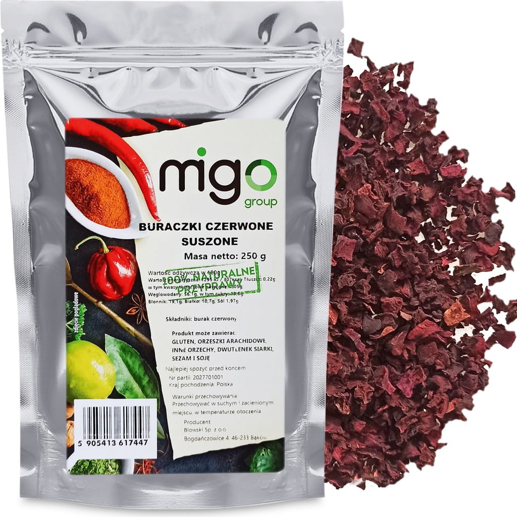 Buraczki czerwone, suszone, do barszczu  - 250g - MIGogroup